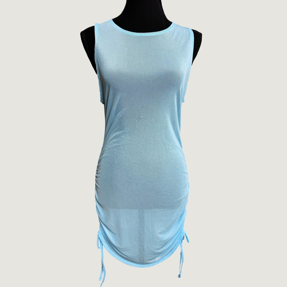 Euphoria Wild Fable Blue Mesh Y2K Sleeveless Ruched Mini Dress NWT Medium